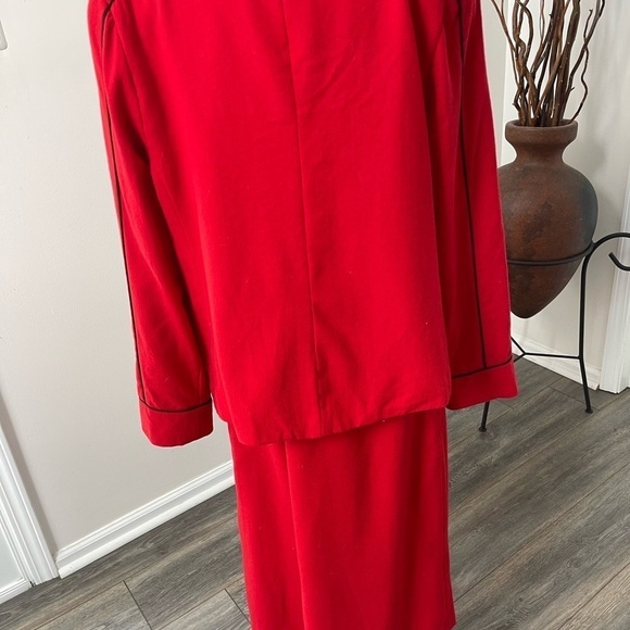 Koehler Vintage Womens Straight Skirt Suit Set 100% Wool Red Black Open Jacket - Picture 6 of 12